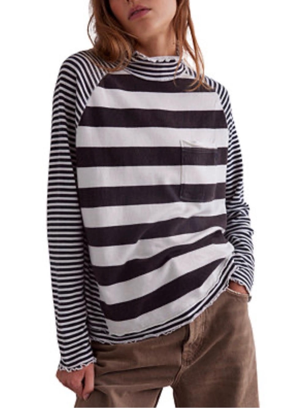 NWT Free People We The Free Punk Playful Long Sleeve T-Shirt Stripe size XS $78